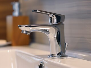 A technician installing a new modern bathroom faucet with a sleek design and improved functionality