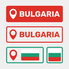 Bulgaria flag map pointer set, symbols of the flag of Bulgaria