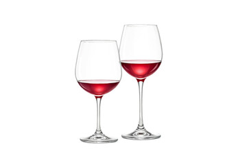 Two Glasses of Red Wine on a White Background
