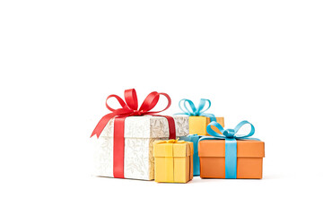 Festive Gift Boxes with Colorful Ribbons