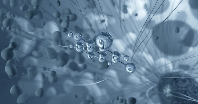 Clioquinol rotating molecular 3d structure ball-and-stick model, looped video antifungal drug
