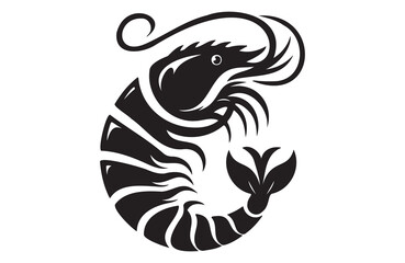 Obraz premium shrimp fish of silhouette vector illustration
