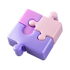 A purple and pink puzzle piece against a white background