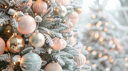Dreamy Pastel Christmas Tree Illuminated Gently