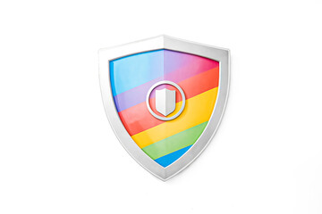 Rainbow Shield with Silver Trim
