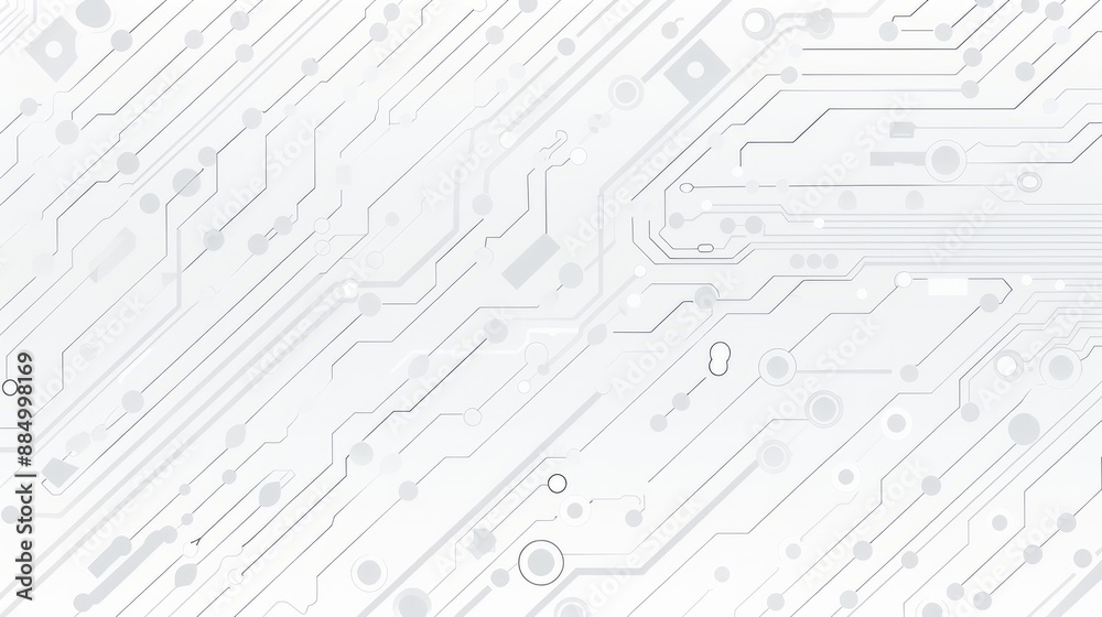 Wall mural abstract grey circuit line technology pattern on white background, futuristic vector illustration of