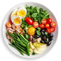 Nicoise salad lunch plate food.