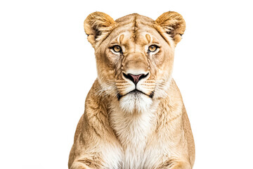 Obraz premium Close Up of a Lioness with White Background