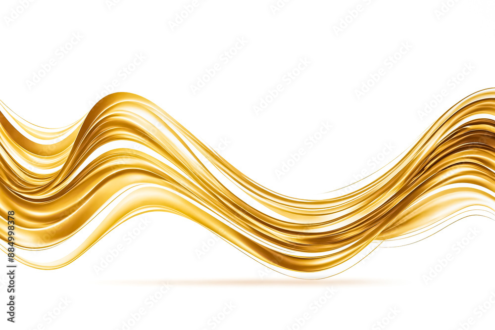 Poster Abstract Golden Waves on White Background