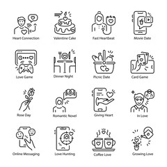 Collection of Dating App Linear Icons 

