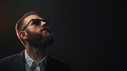 Fototapeta premium Portrait of a bearded man wearing a suit, successful businessman