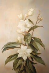 Smilacina stellata painting blossom flower.