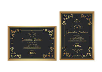 Elegant dark graduation invitation template
