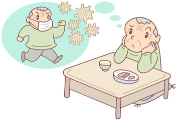 社会問題のイラスト - 感染不安・感染症・自粛生活・生活不活発病