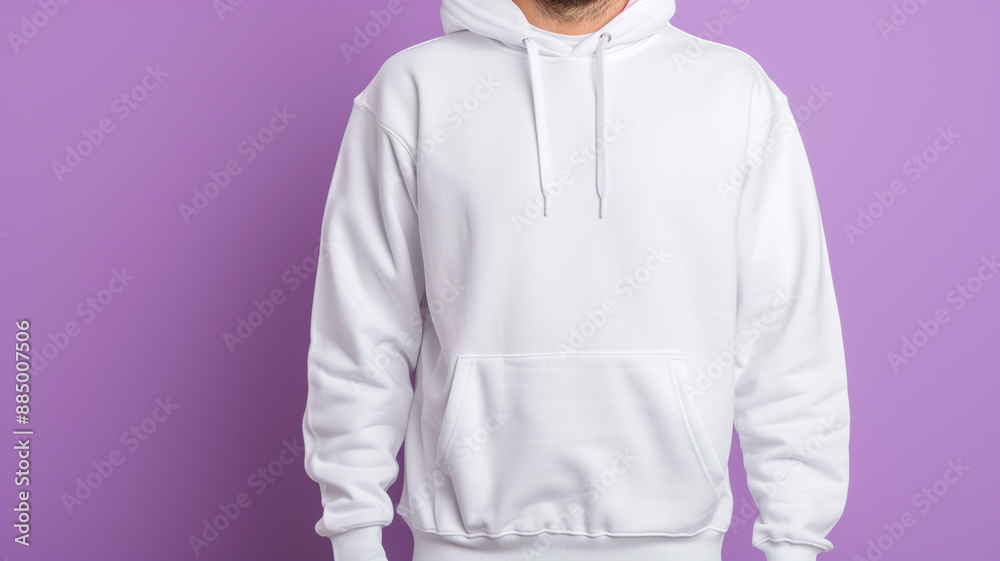 Wall mural White Hoodie on Model, Minimalist Casual Fashion
