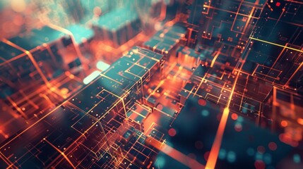 Abstract futuristic technology background with dynamic digital grid and light blue gradient, perfect for modern tech and innovation themes


