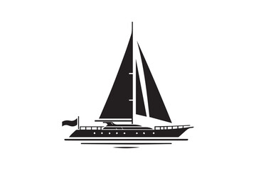 sailing boat yacht logo vector illustration isolated on white. yacht silhouette