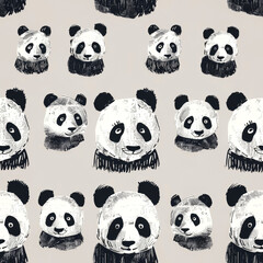 vector art pattern cute of panda head
