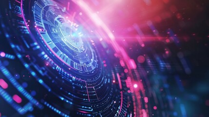 Ultra-futuristic technology abstract background with complex digital patterns and neon colors, representing advanced tech innovations and cutting-edge digital design concepts.

