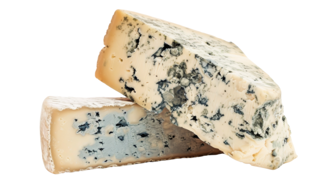 Blue cheese slices, blue cheese, dor blu or Roquefort mold cheese