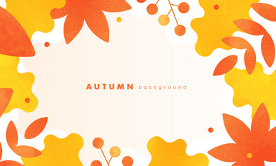 秋の葉っぱ、紅葉をイメージしたおしゃれなアブストラクトの背景。かわいいベクターフレーム素材。