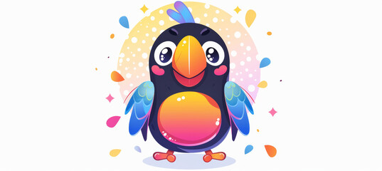 Fototapeta premium Adorable Toucan Logo with Rainbow Colors