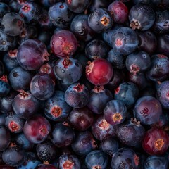 Fototapeta premium Blackthorn berry texture background, Prunus spinosa fruits pattern, many sloe berries mockup, sloeberry banner