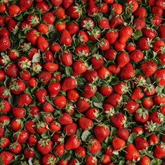 Garden strawberry texture background, strawberry fruits pattern, many strawberries mockup, ripe berries