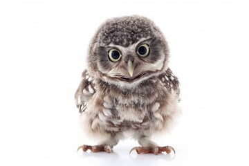 Naklejka premium Cute fluffy baby owl portrait