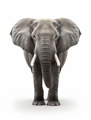 Fototapeta premium front view of an elephant on white background