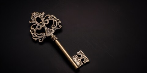 Antique Key on Dark Background
