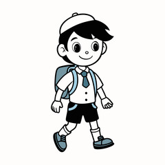 Charming Kid Going to School Vector Illustration | Cartoon Vector Icon on White Background
