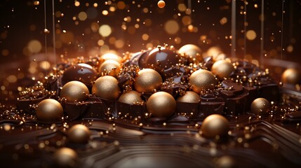 Fototapeta premium Chocolate candies with sprinkles on dark background