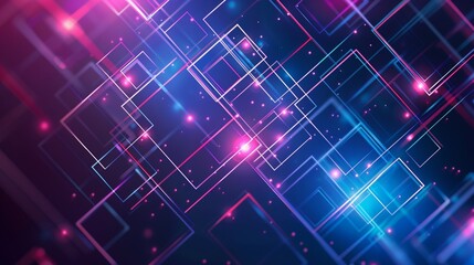 Futuristic Digital Abstract Background with Glowing Lines and Geometric Shapes
