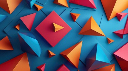 Abstract 3D shapes for wallpaper, solid color background.