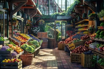 Fresh produce displayed at farmers market stall
