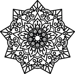 Mandala. Vintage Round Ornament Pattern. Stylized Ornamental Flower. Decorative element for any kind of design. Coloring book.