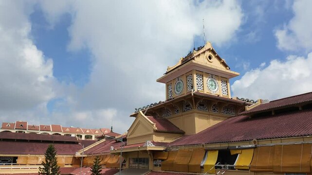 Ancient architect of Binh Tay market or Cho Lon, a famous site at Chinatown for travel at Ho Chi Minh city, Vietnam