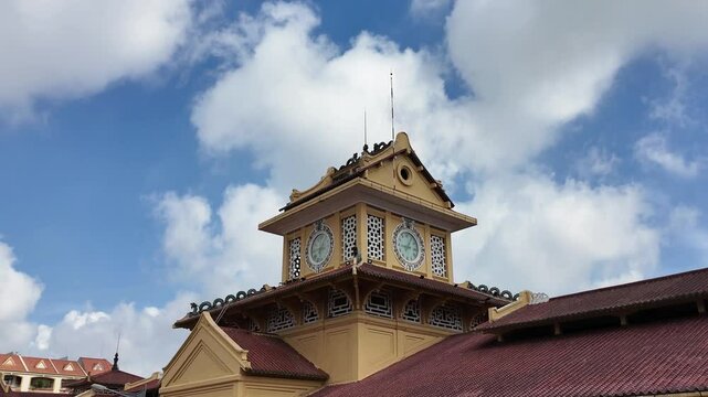 Ancient architect of Binh Tay market or Cho Lon, a famous site at Chinatown for travel at Ho Chi Minh city, Vietnam