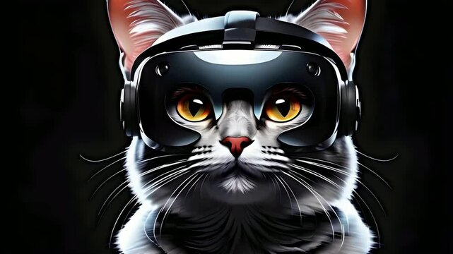 cat wearing vr headset
