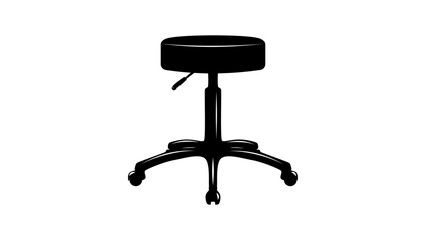 Doctor chair,Round Stool,  black isolated silhouette