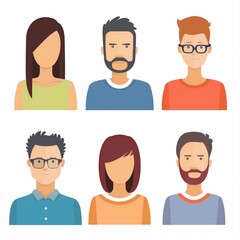 Diverse Avatar Collection: Illustrated Male and Female Avatars for Profile Pictures and Social Media