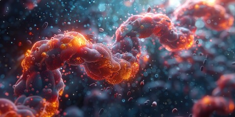 Abstract and Realistic Microscopic DNA and Cell Art Close-up Macroscopic Images of Vibrant DNA Structures with Varied Backgrounds Abstract and Realistic Microscopic DNA and Cell Art 