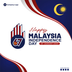 Logo of 67th Malaysia Independence Day 2024 poster, banner, background, greeting card, template.Malaysia vector illustration
