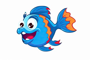 Funny Fish Stickers Illustration on White Background - Playful and Colorful Cartoon Designs