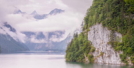 Konigsee lake near Jenner mount in Berchtesgaden National Park, Alps Germany