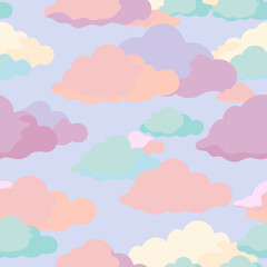 A colorful cloud pattern on blue background with color and design keywords