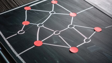 A chalkboard shows a graph with interconnected nodes, illustrating concepts of network connectivity and data communication.