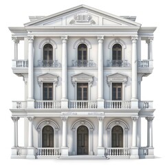 Majestic Neoclassical Palazzo in Photorealistic Style on White Background