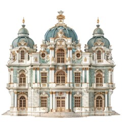Obraz premium Extravagant Baroque Palace in Photo Realistic Illustration Isolated on White Background
